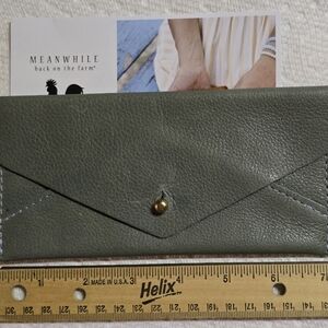 Meanwhile Back On The Farm Green Leather Envelope Wallet NEW